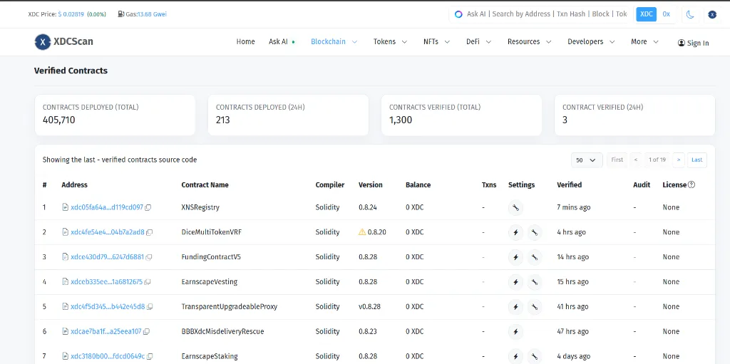 Verified Contracts on XDCScan